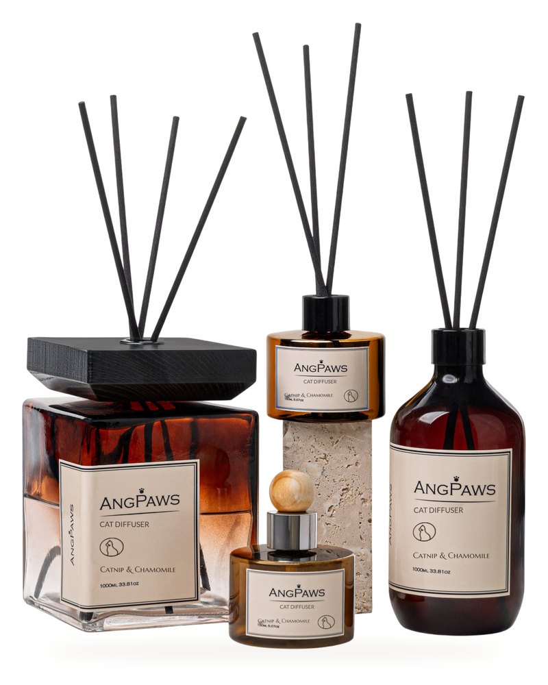 ANGPAWS Cat Diffuser range, Catnip and Chamomile, 150ml to 1000ml